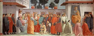 Raising of the Son of Teophilus and St Peter Enthroned Masaccio